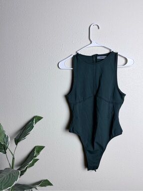 Maniere De Voir Forest Green Corset Bodysuit